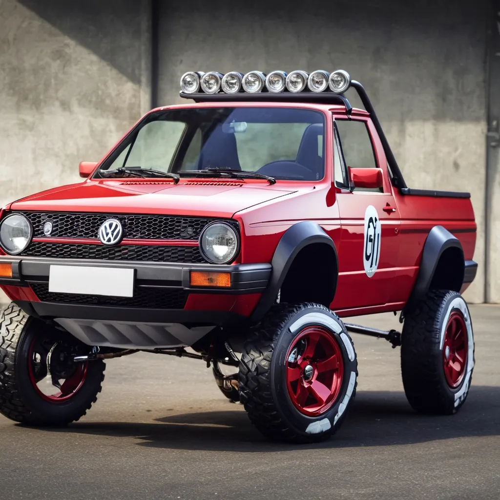 Prompt: Volkswagen GTI as a pick up truck