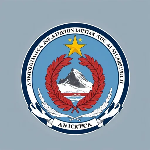 Prompt: Create a national emblem for a latin speaking Communist Antarctica