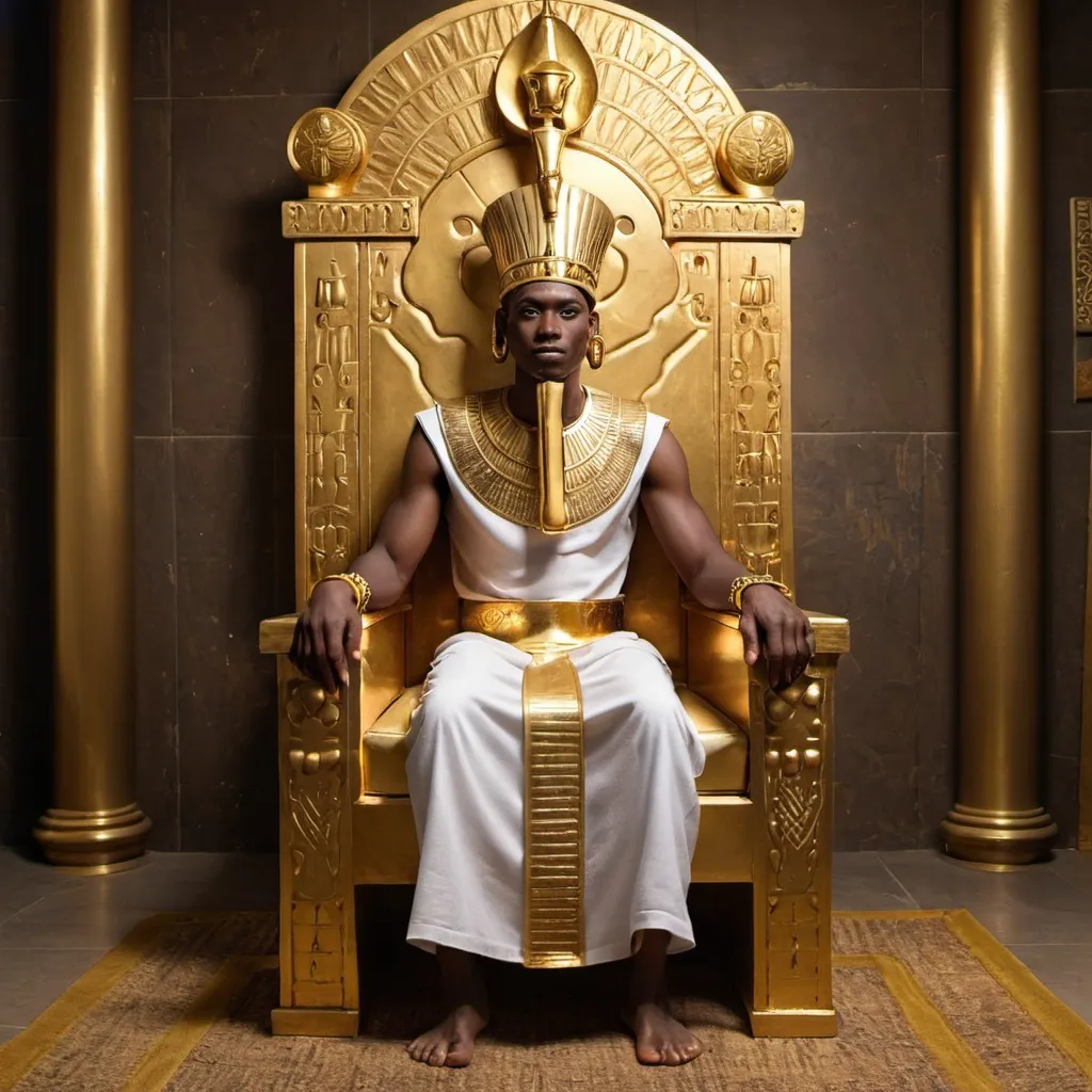 Prompt: Nubian king golden throne 