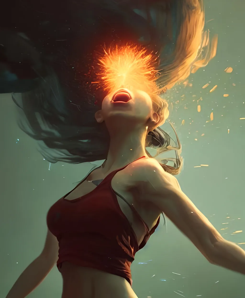 Prompt: Portrait of a girl unleashing their inner rage through the whole image as effect particles, highly detailed, digital painting, concept art, smooth, sharp focus, illustration, Unreal Engine 5, 8K, art by Greg rutkowski