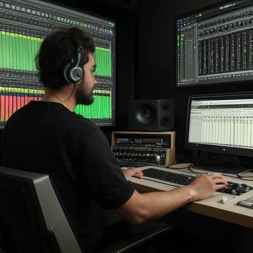 Prompt: [Scena 1: Inizio – Studio Musicale]
Inquadratura di un ragazzo producer di schiena, seduto davanti al computer in uno studio musicale. Lo schermo mostra un programma di editing audio (tipo FL Studio).

VOCE FUORI CAMPO:
A volte, anche i migliori producer incontrano un ostacolo...

Il ragazzo cerca di risolvere un problema tecnico, ma si arrabbia e sbatte la mano sulla scrivania.

[Scena 2: Inquadratura della bevanda WAV]
Zoom rapido sulla scrivania dove si trova la bevanda energetica WAV. Mostra chiaramente il logo della bevanda.

VOCE FUORI CAMPO:
Ma c'è una soluzione...

[Scena 3: Il ragazzo prende la bevanda]
Il ragazzo prende la lattina di WAV e la beve con decisione.

[Scena 4: Transizione]
Effetto di transizione in stile fili elettrici: la telecamera fa un movimento zoomato verso i fili del setup musicale, come se venisse risucchiata dentro il programma di editing audio.

VOCE FUORI CAMPO:
WAV, l'energia che ti porta dentro la musica.

[Scena 5: Dentro il programma di editing audio]
Il ragazzo si ritrova "dentro" il programma di editing audio, circondato da onde sonore e elementi grafici del software. Ora è concentrato e produttivo, creando musica con facilità.

VOCE FUORI CAMPO:
Supera ogni ostacolo e libera il tuo potenziale con WAV.

[Scena 6: Chiusura – Logo e Slogan]
Schermata finale con il logo WAV e lo slogan:

TESTO SULLO SCHERMO:
WAV - Entra nel ritmo. Entra nell'energia.

Fine del video.

