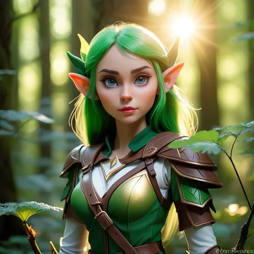 Prompt: <mymodel> Elf ranger in a mystical forest around sunlight