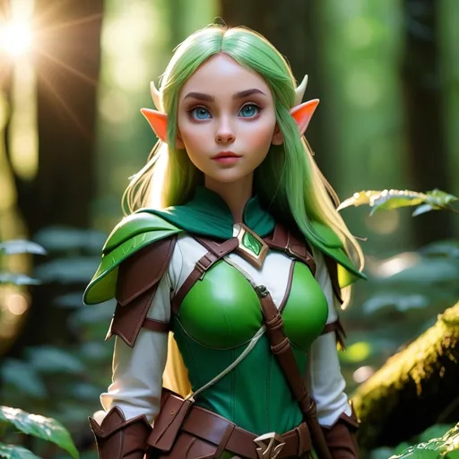 Prompt: <mymodel> Elf ranger in a mystical forest around sunlight