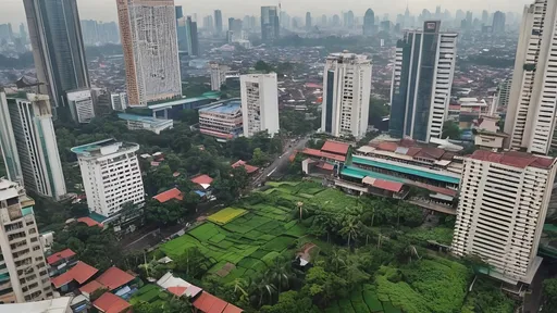 Prompt: A sweeping aerial view of lush jakarta city landscapes, transitioning smoothly 
