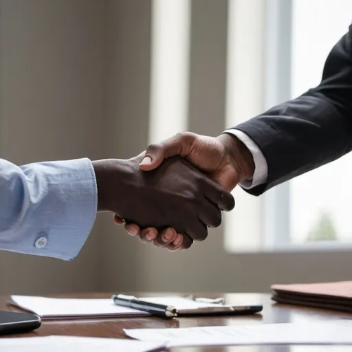 Prompt: two people shaking hands to make a deal