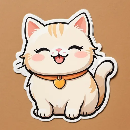 Prompt: CUTE CREAM CAT IS HAPPY