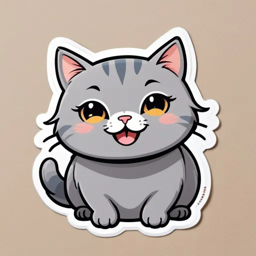 Prompt: CUTE GRAY CAT IS HAPPY