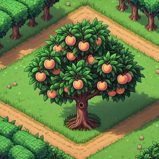 Prompt: A peach tree in the style of Stardew Valley