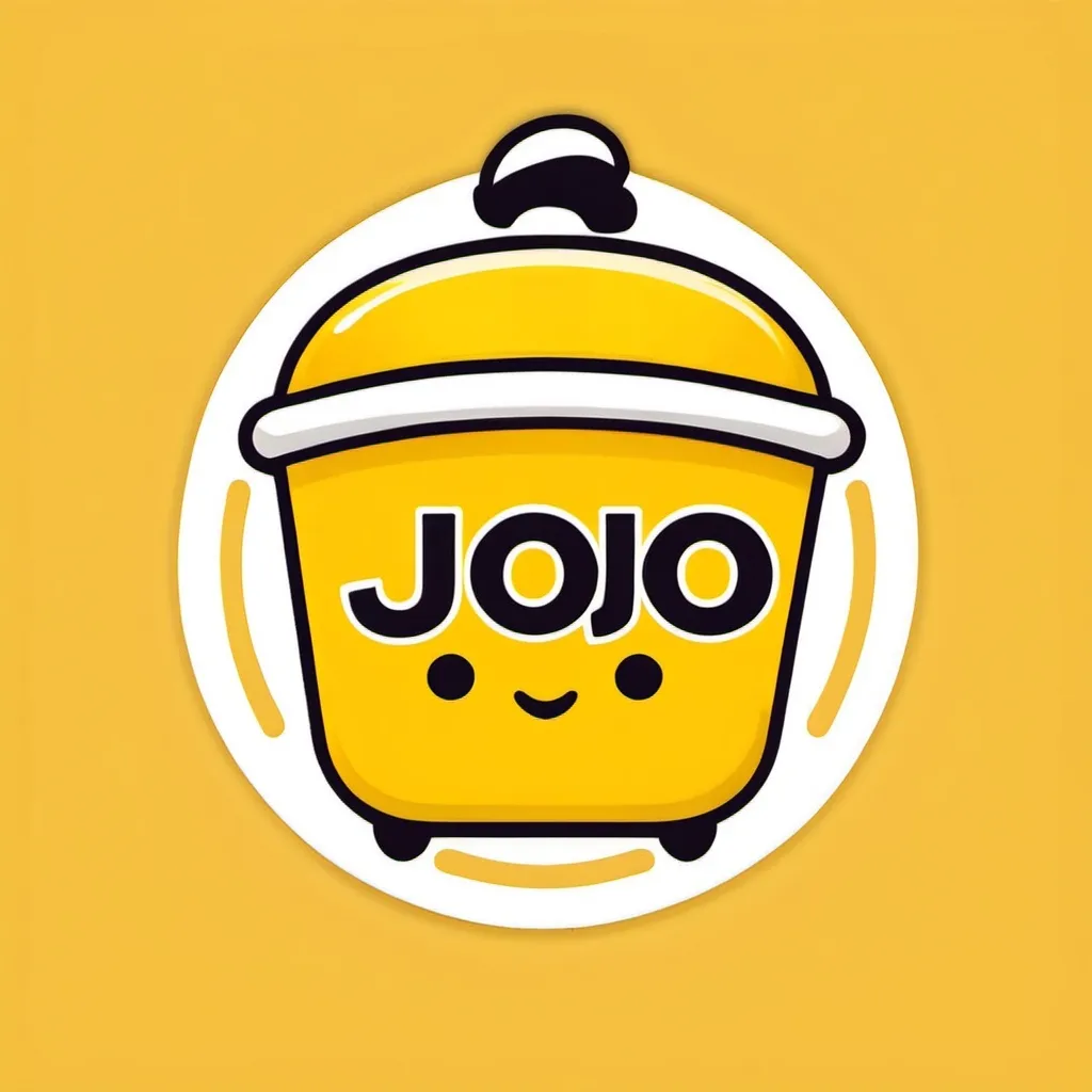 Prompt: Logo for food delivery called Jojo foods. It must be yellow with white