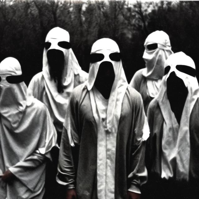 Prompt: old pictures of masked cult.