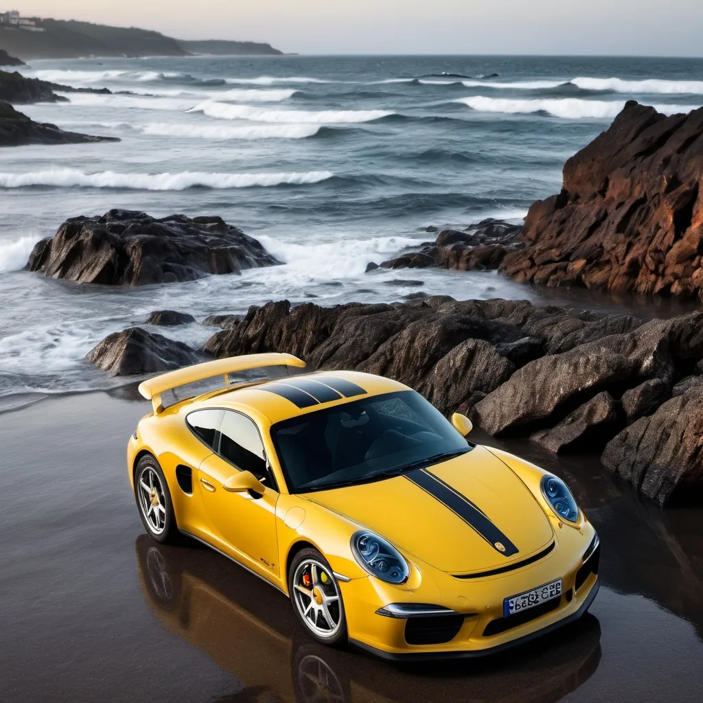 Prompt: Dois porshe no mar