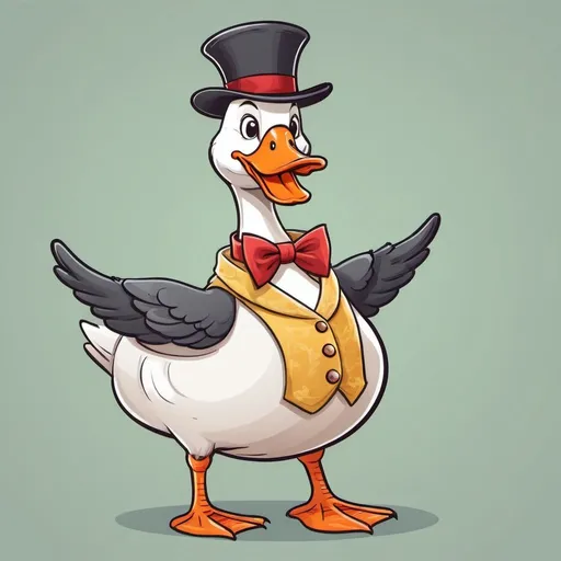 Prompt: a cartoon goose in a fancy costume