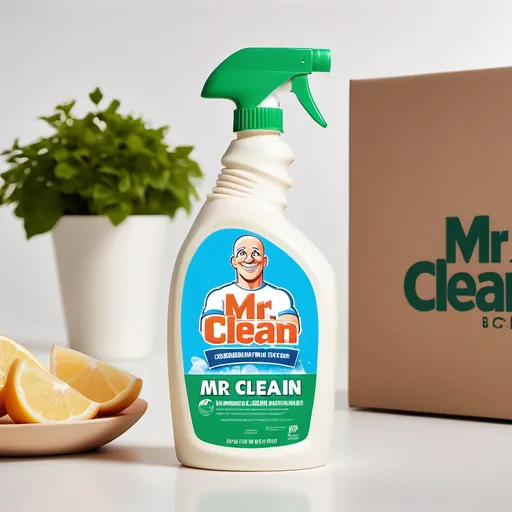 Prompt: create a biodegradable cleaning solution with eco-friendly packaging for the brand Mr Clean