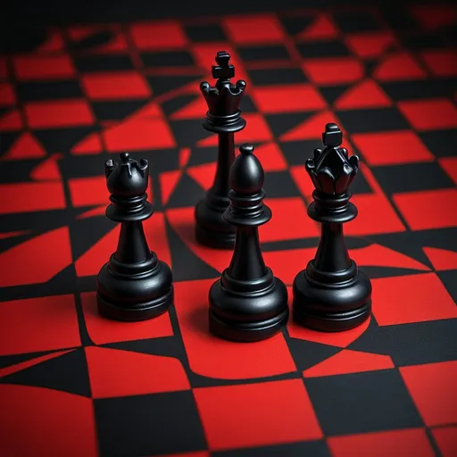 Prompt: Red and black chess. 