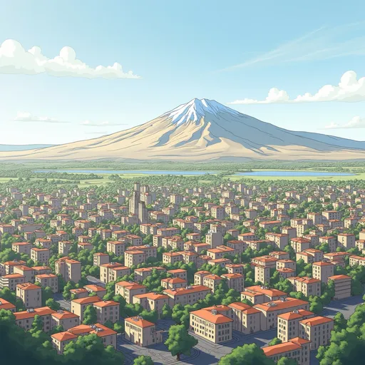 Prompt: Draw me an image of the city of Yerevan, the Capital of Armenia in the year 2100. Make sure that Mount Ararat is entirely visible.