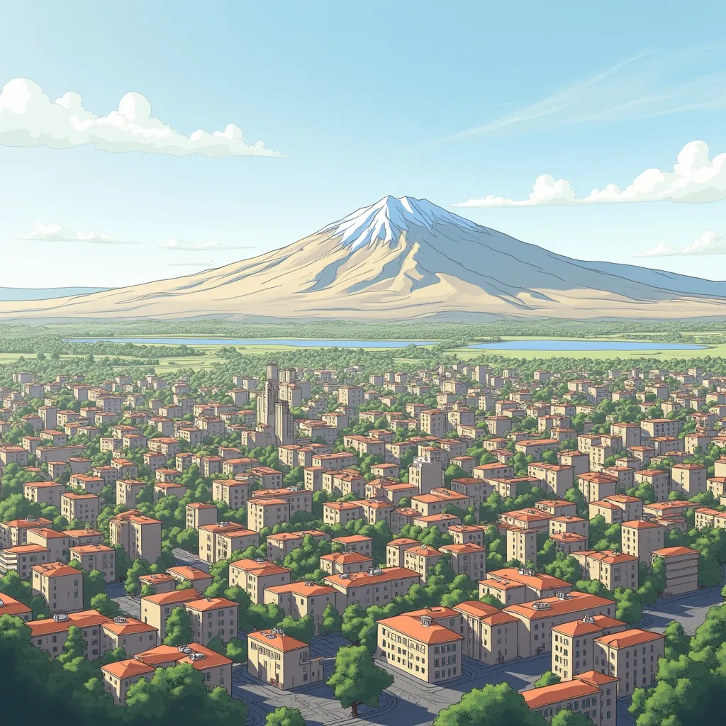 Prompt: Draw me an image of the city of Yerevan, the Capital of Armenia in the year 2100. Make sure that Mount Ararat is entirely visible.