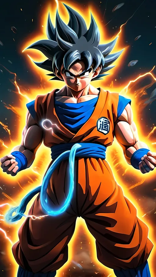 Prompt: A Ghibli-style illustration of Goku Super Saiyan in anime form, dressed in a tech-inspired outfit. The scene depicts him in the midst of a dynamic battle, incorporating elements of traditional illustrator techniques. 3D render.
