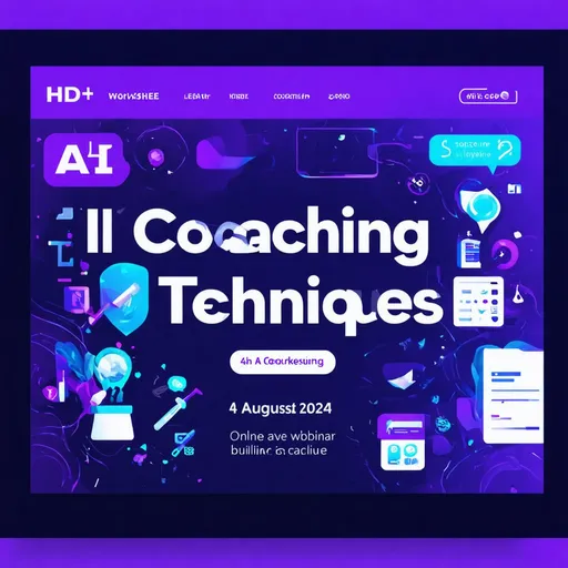 Prompt: I will conduct one workshop on 4th August 2024 titled 'AI Coaching Techniques' to discuss how to build one online course within 7 days using AI and latest digital tools. Can you draw a banner for the webinar landing page?