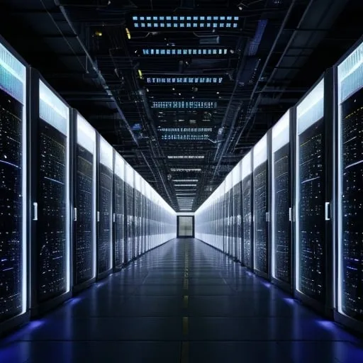 Prompt:  many lights on the huge huge data center