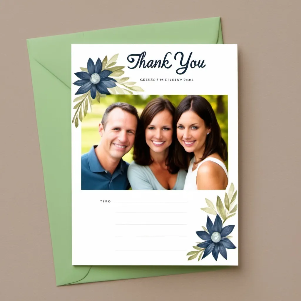 Prompt: you can make a layout of a thank you card that will contain a photo of the guests