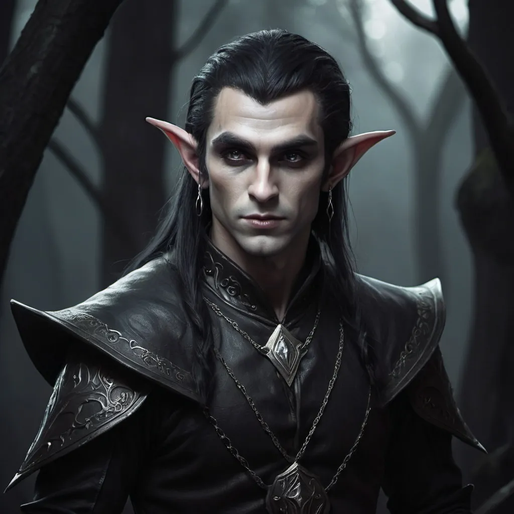 Prompt: a dark fantasy style elf man