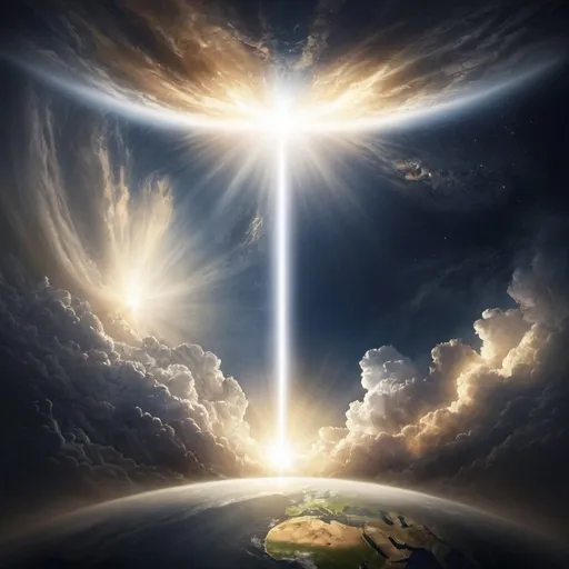 Prompt: In the beginning God created the heavens and the earth. And the earth was void of shape and form. the spirit of God moved across the face of the earth, and said let there be light. God saw the light, saw that the light was good.