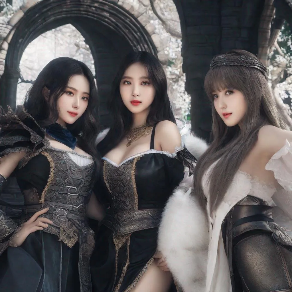 Prompt: Chaewon, Eunha, Bae Joo-Hyun,  slim thick, thighs, uhd, realistic, 4k, 8k,  photoshoot, sensual, dark souls type world, dark souls, dark souls 2, dark souls 3, bloodborne, elden ring