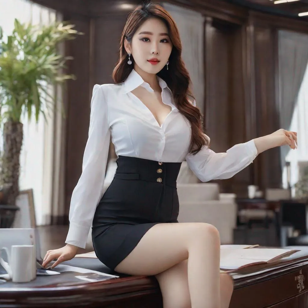 Korean woman, ulzzang, stockings, big chest, slim th