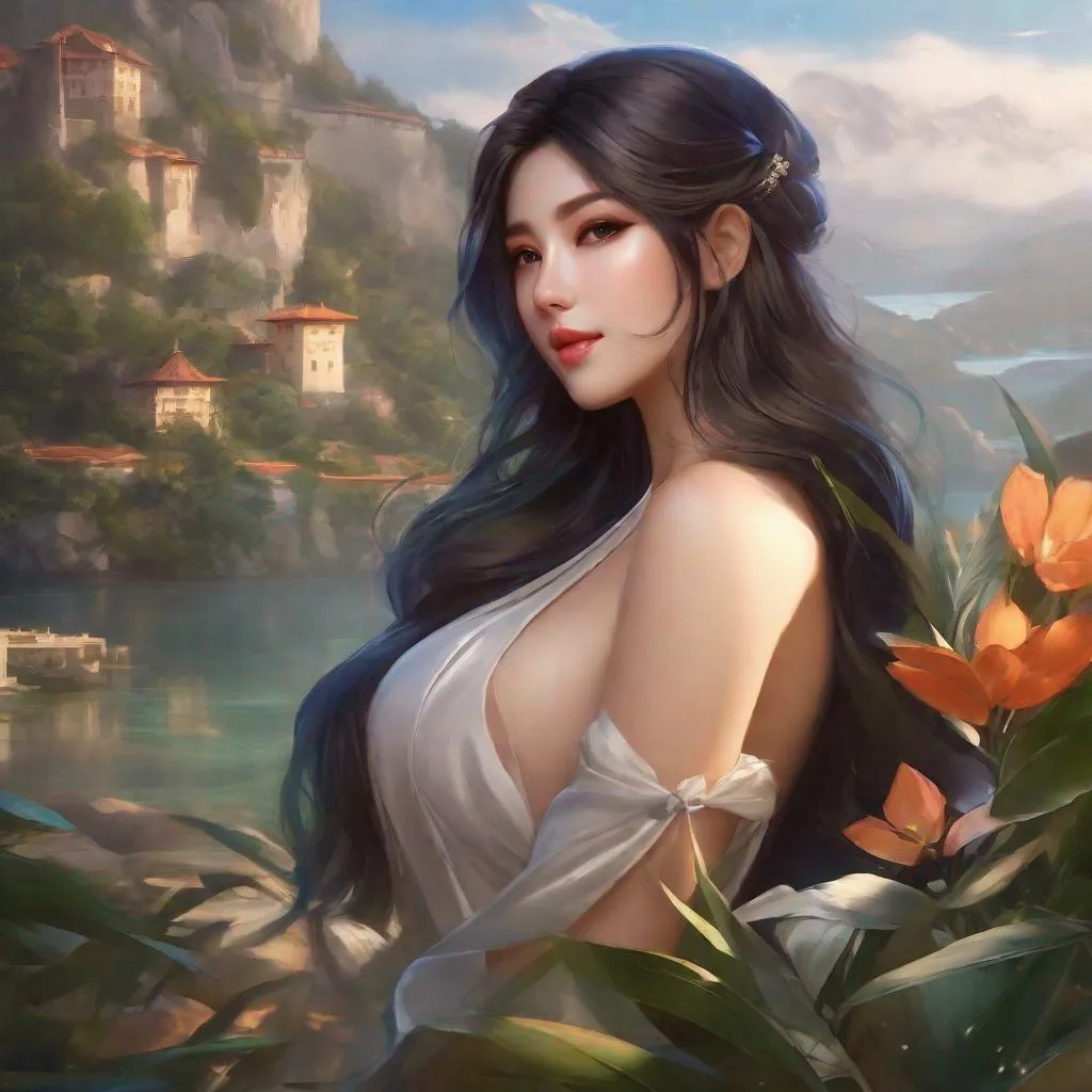 Prompt: Aespa Karina type face, big chest, scenic, portrait, realistic