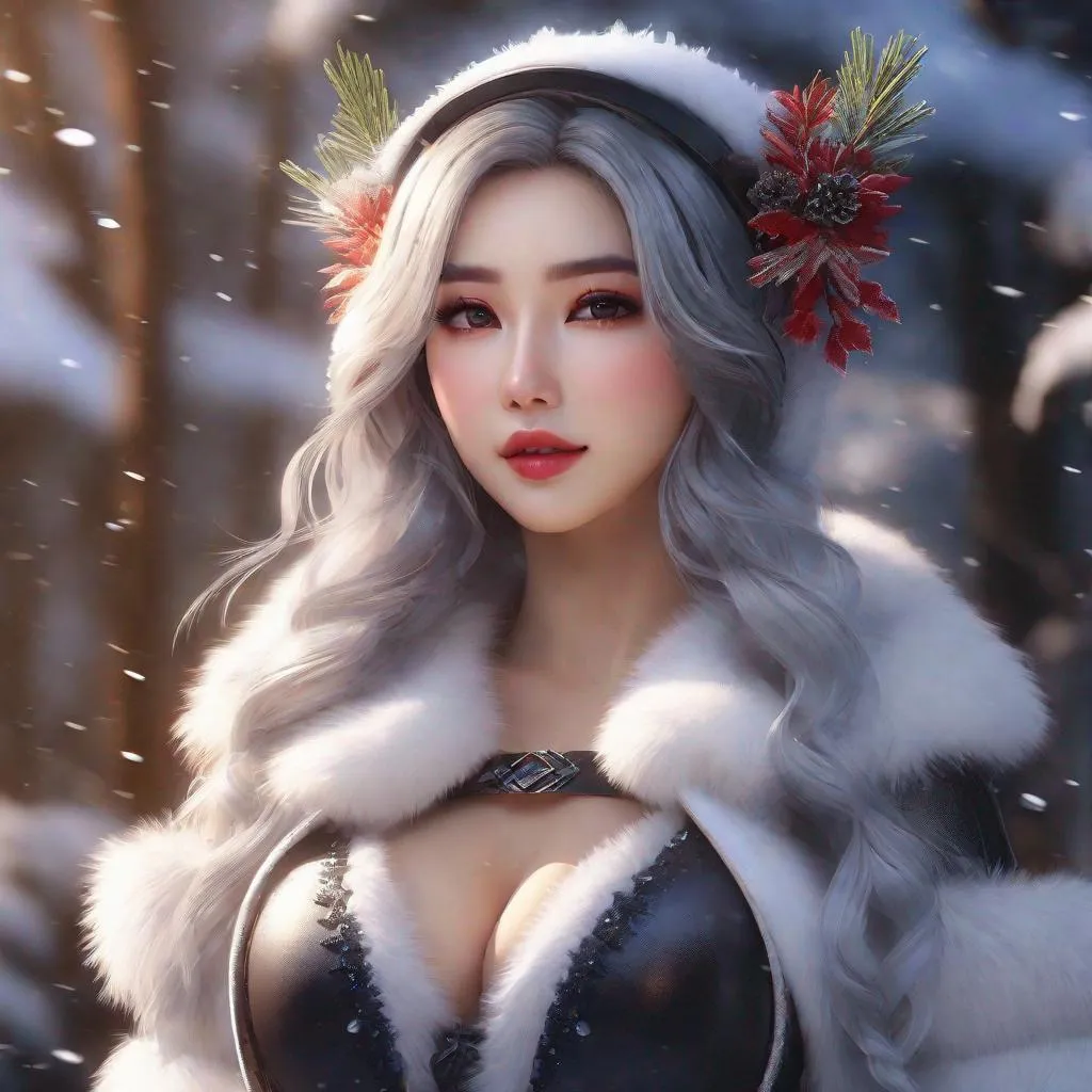 Prompt: Aespa winter type face, big chest, scenic, portrait, realistic, uhd, 4k, 8k