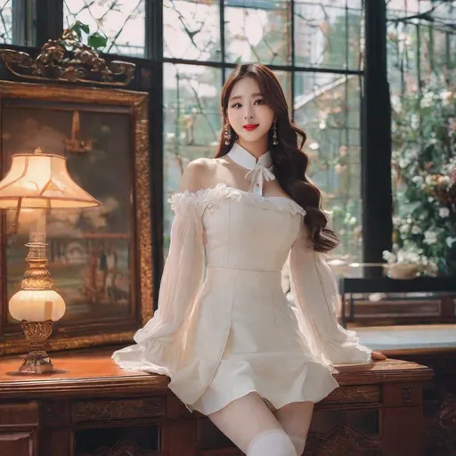 Prompt: Humble, Beautiful, Asian Queen,  Korean Woman, Big Chest, Stockings, scenic, lofi, chill, studious, rampant, classy, high class, excellence, prestigious,  victorian, Karina, Wonyoung, Winter, Giselle, Ningning, Xiaoting, Chaehyun, Nayeon, Jihyo, Sana, Yujin, Yunjin, Chaewon, Rose, Sakura, Suzy, Im Jinah, Miyeon, Yuqi, Yeji, Lia, Yuna, Chaeryeong, quaint, groovy, 80's, 70's, 60's, THICK AS A BOWL OF OATMEAL, chiseled, hasan stan, hasan piker, hasan abi, terrorist