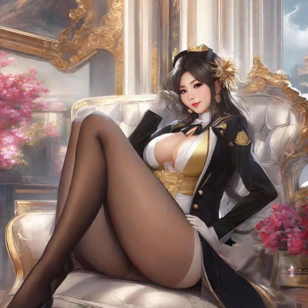 Prompt: Humble, Beautiful, Asian Queen,  Korean Woman, Big Chest, Stockings, scenic, dr eggman, big rump, cervy