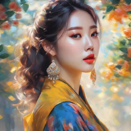 Prompt: Kpop idol, kpop, beautiful korean woman portrait, post-impressionism, impressionism, surrealism, naturalism, uhd, realistic, 4k, 8k