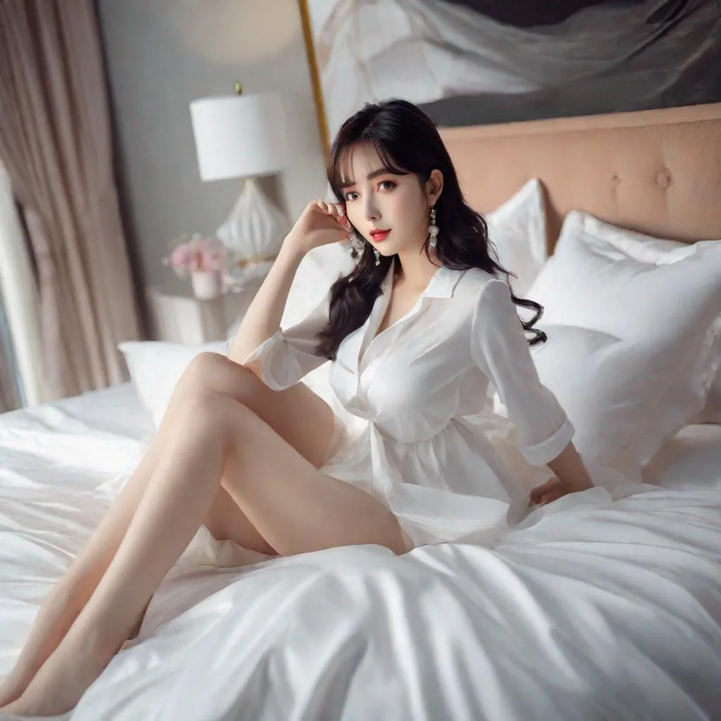 Prompt: eunha,  slim thick, thighs, uhd, realistic, 4k, 8k,  photoshoot, sensual, laying on bed