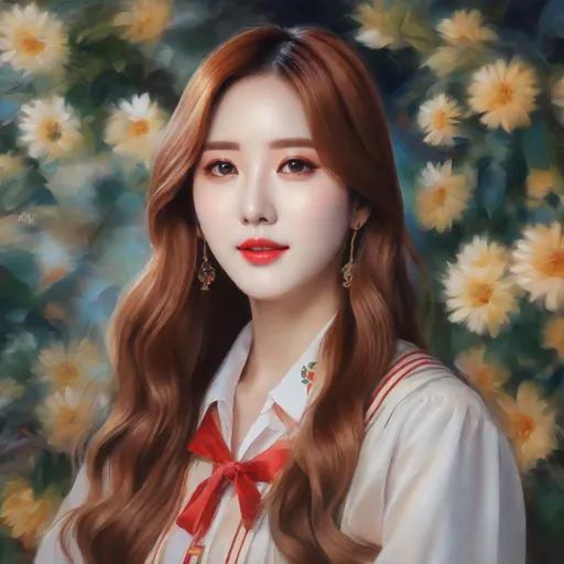 Prompt: Eunseo, WJSN Eunseo painted in a portrait. portrait, post-impressionism, impressionism, surrealism, naturalism, uhd, realistic, 4k, 8k