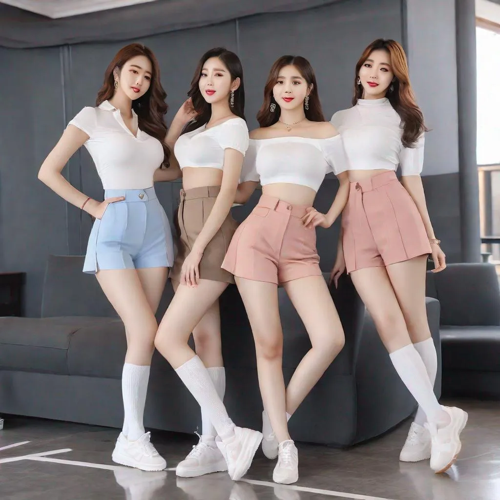 Prompt: Chaewon, Eunha, Bae Joo-Hyun,  slim thick, thighs, uhd, realistic, 4k, 8k,  photoshoot, sensual, 