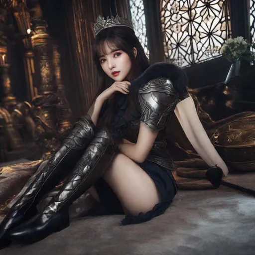 Prompt: Chaewon, Eunha, Bae Joo-Hyun,  slim thick, thighs, uhd, realistic, 4k, 8k,  photoshoot, sensual, dark souls type world, dark souls, dark souls 2, dark souls 3, bloodborne, elden ring