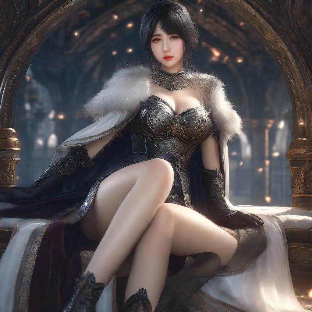 Prompt: eunha,  slim thick, thighs, uhd, realistic, 4k, 8k,  photoshoot, sensual, big chest, dark souls type world, dark souls, dark souls 2, dark souls 3, bloodborne, elden ring