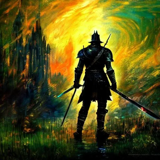 Prompt: Dark souls, impressionism, vang gogh type painting, naturalism, surrealism,  scenic, portrait, realistic, uhd, 4k, 8k, autism, 