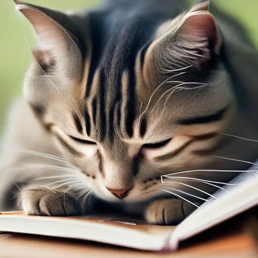 Prompt: a cat upside down reading