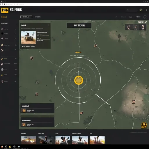 Prompt: 
"Design a website interface that features an interactive radar map displaying nearby players currently playing PUBG or other games. The radar should use different icons to indicate male and female players. The interface should be modern and user-friendly, with filters to select game type, gender, and proximity. Include a profile section that displays player information like name, profile picture, and current game status. The background should have a tech-savvy aesthetic with elements such as network symbols and gaming-related icons."