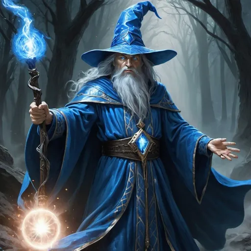 Prompt: Powerful Blue Wizard
