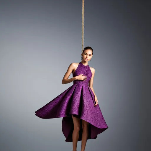 Prompt: professional product photo of a formal dress, floating suspended midair, intricate fabric details, fashion product catalog image, behance hd, studio lighting, front view, square image
