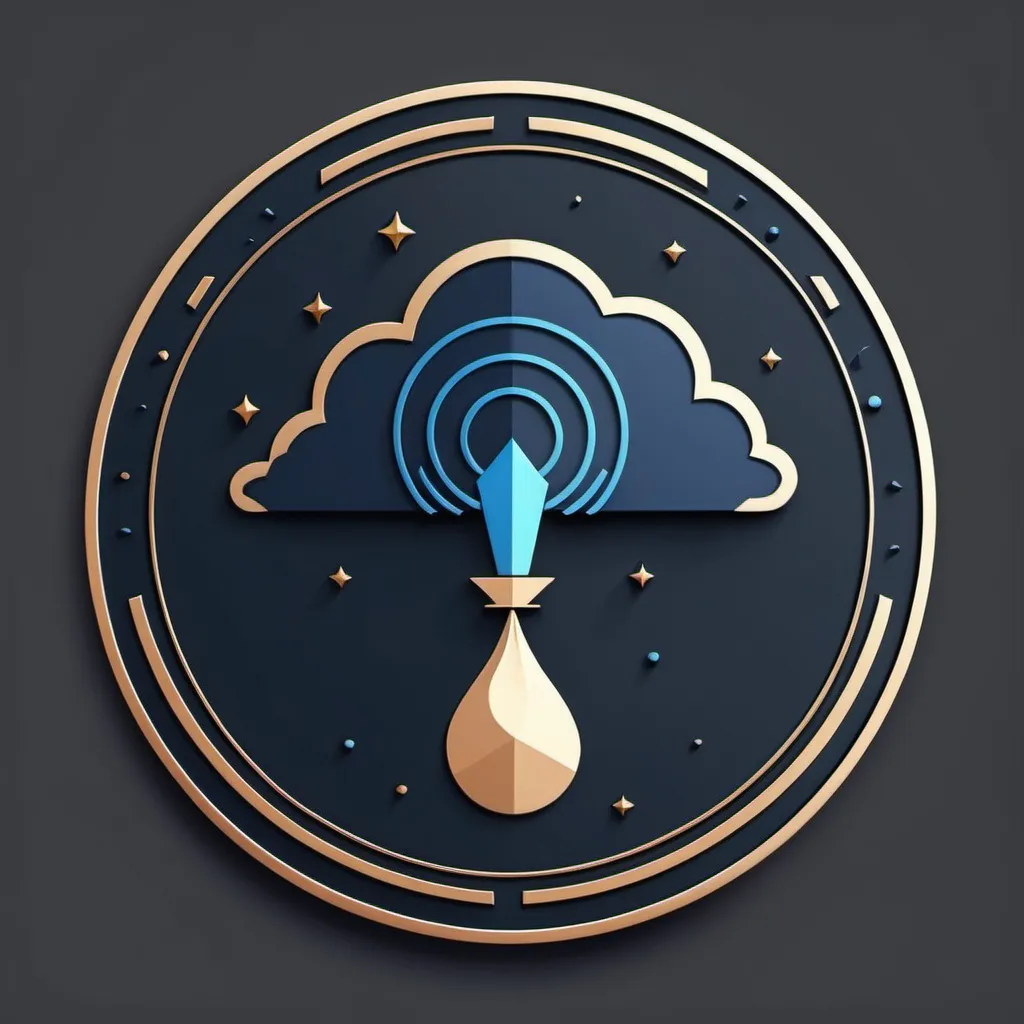 Prompt: I want to design a medal that is circular in shape and contains meteorological elements such as clouds, rain, lightning, clouds, wind indicators, radar charts, etc. It requires a minimalist style