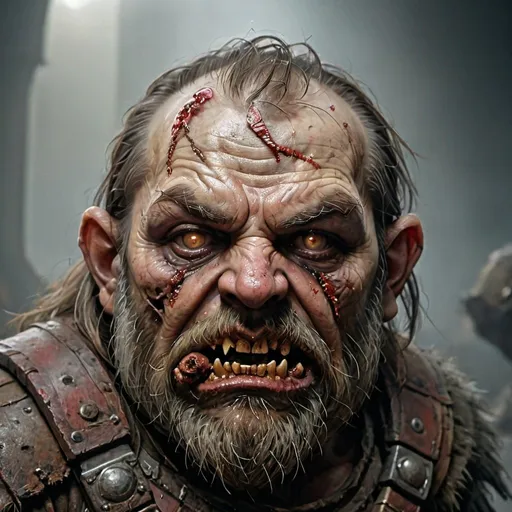 Prompt: zombie dwarf, portrait, rotting