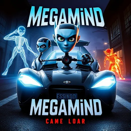 Prompt: A stunning makes the car megamind 3 poster movies series escaped prisons 