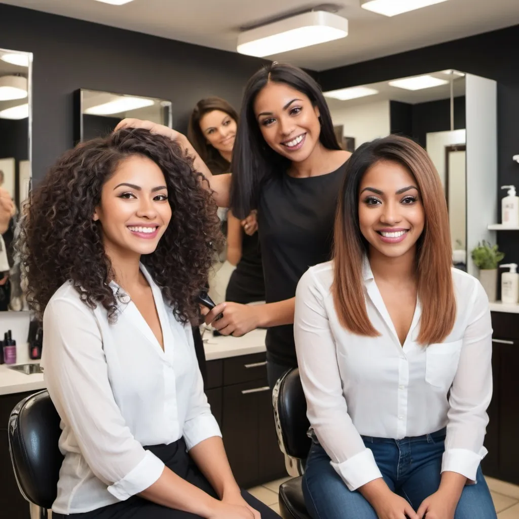 Prompt: create 3 images of a 3 different upset customers, of different ethnicities, at a hair salon. 
