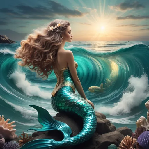 Prompt: manifesting ocean waves sea sealife mermaid




