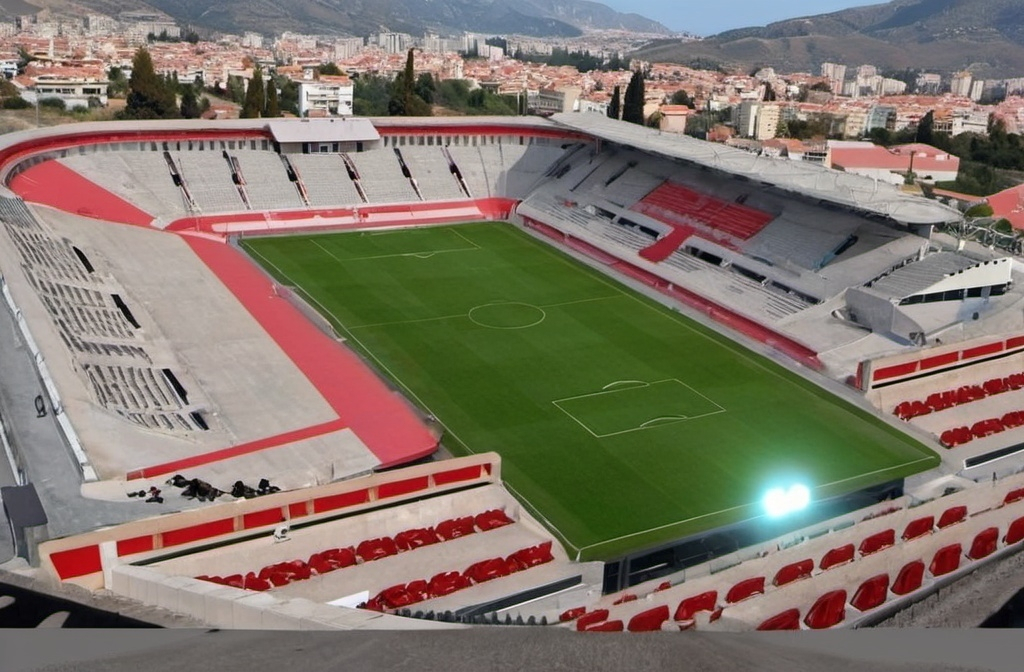 Prompt: i want to make a new built stadium for panachaiki ,with modern features ,new suites ,new chairs and a museum 
