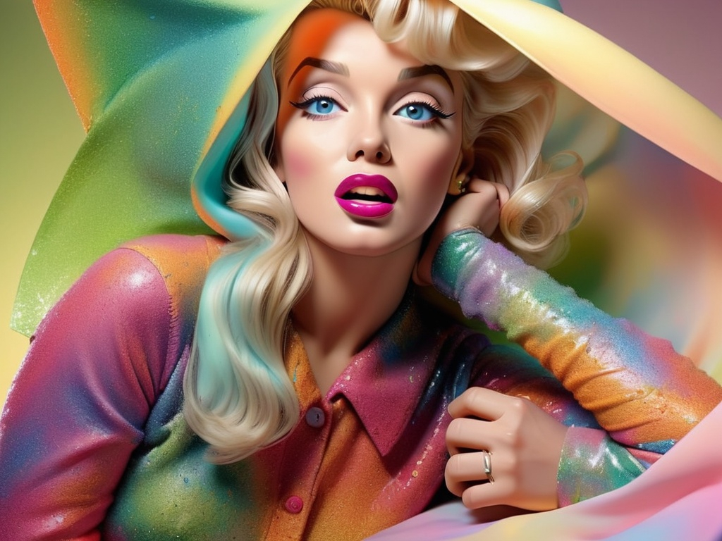 Prompt: Poster of marilyn monroe, colorful background, studio lighting, ultra realistic